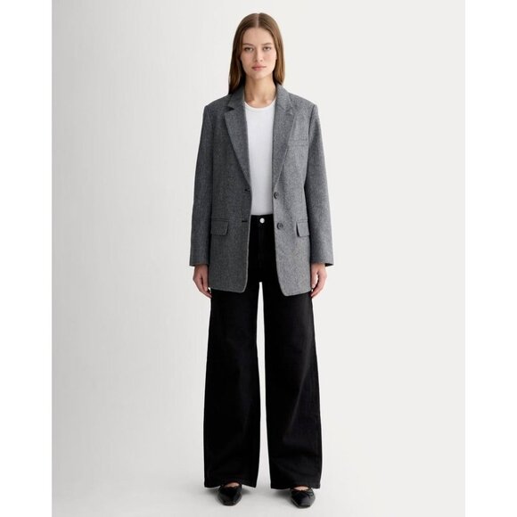 Everlane The Oversized Blazer in Wool Gray Herringbone size 10 - Picture 2 of 9